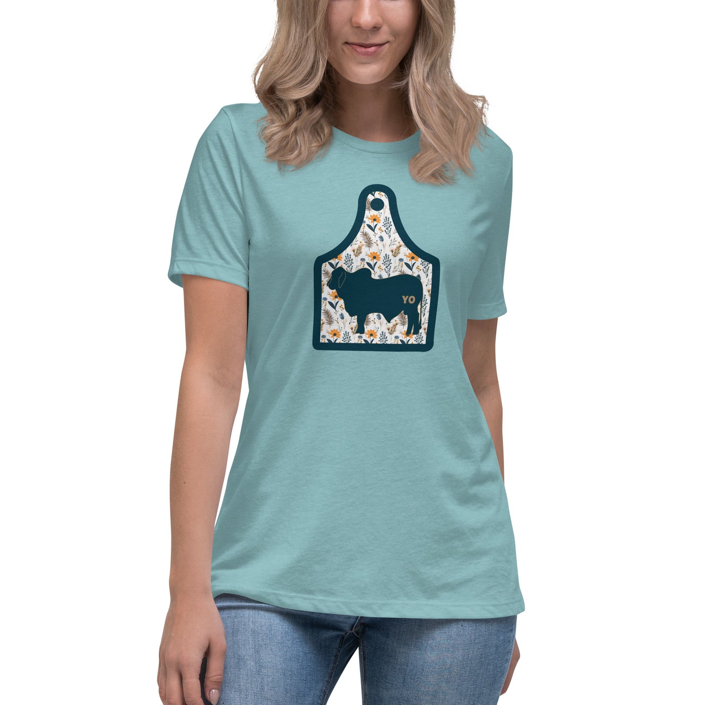 Yo Brahma Floral Ear Tag Women's Relaxed T Shirt