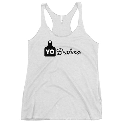 Yo Brahma Ear Tag Women's Racerback Tank Top