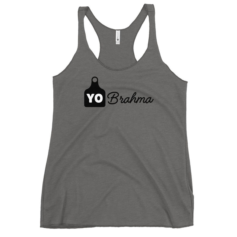 Yo Brahma Ear Tag Women's Racerback Tank Top