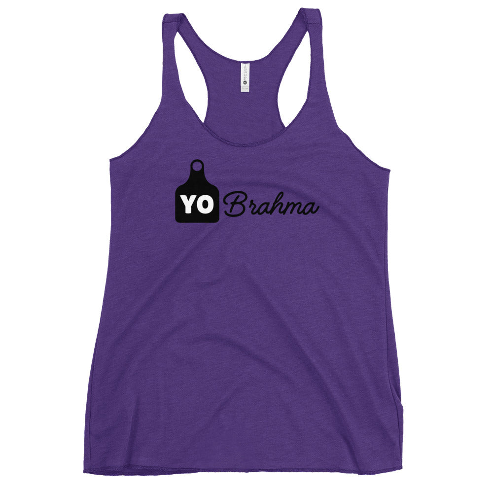 Yo Brahma Ear Tag Women's Racerback Tank Top