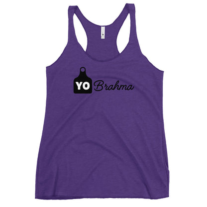 Yo Brahma Ear Tag Women's Racerback Tank Top