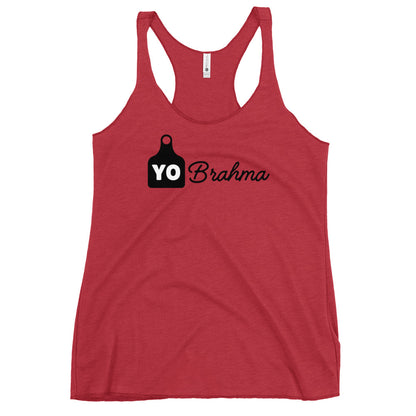 Yo Brahma Ear Tag Women's Racerback Tank Top