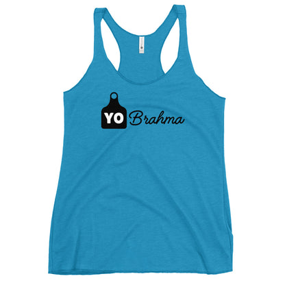 Yo Brahma Ear Tag Women's Racerback Tank Top